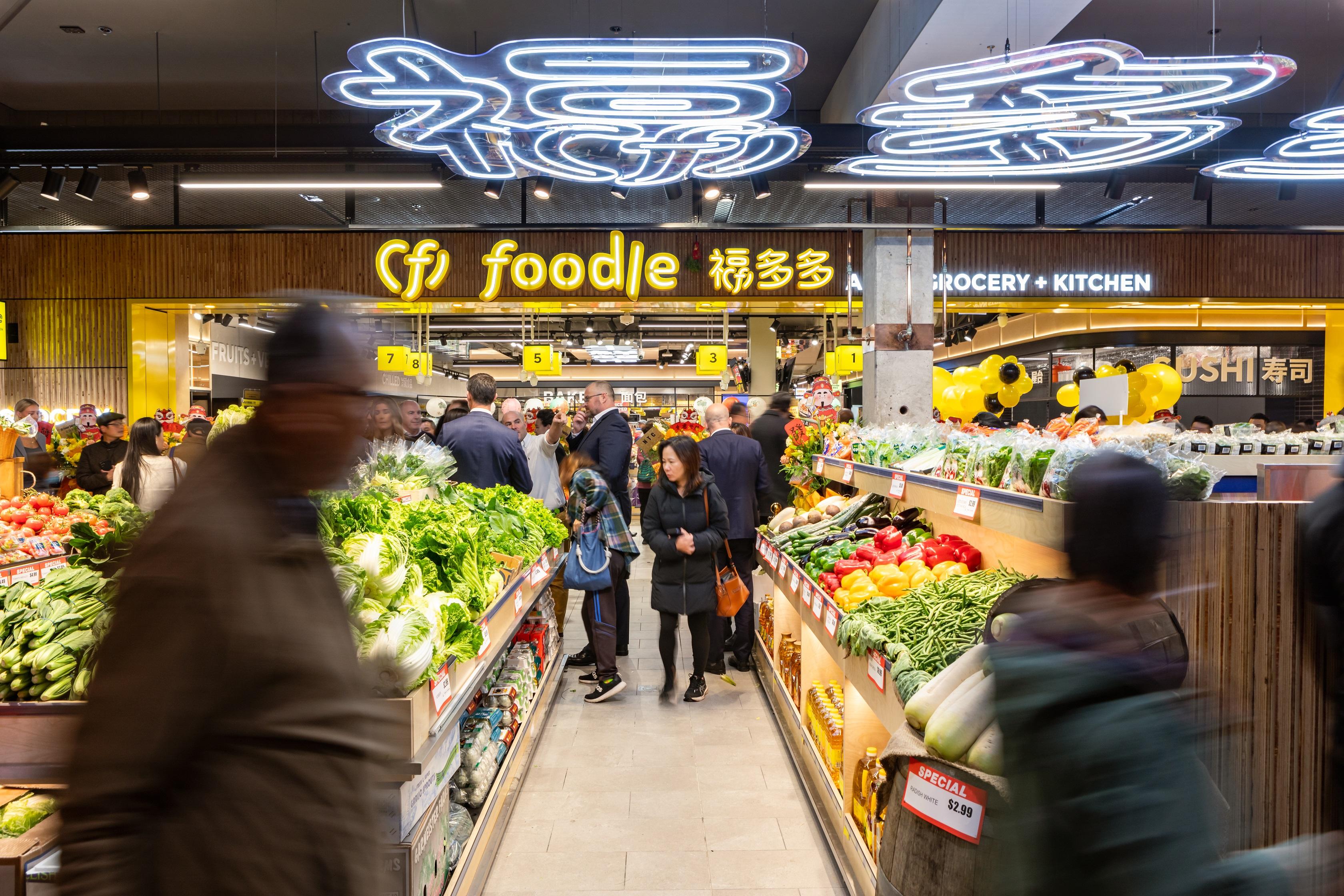 People shopping for fruit and vegetables at Foodle